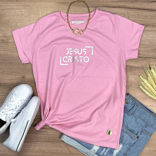 Camiseta Feminina Jesus Cristo Holográfico