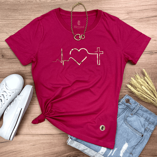 Camiseta Feminina Batimentos Dourado